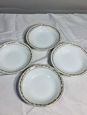 Set Of 4 1890-1920 Silesia Vintage Roses and Gold Trimmed 5" Fruit Cups
